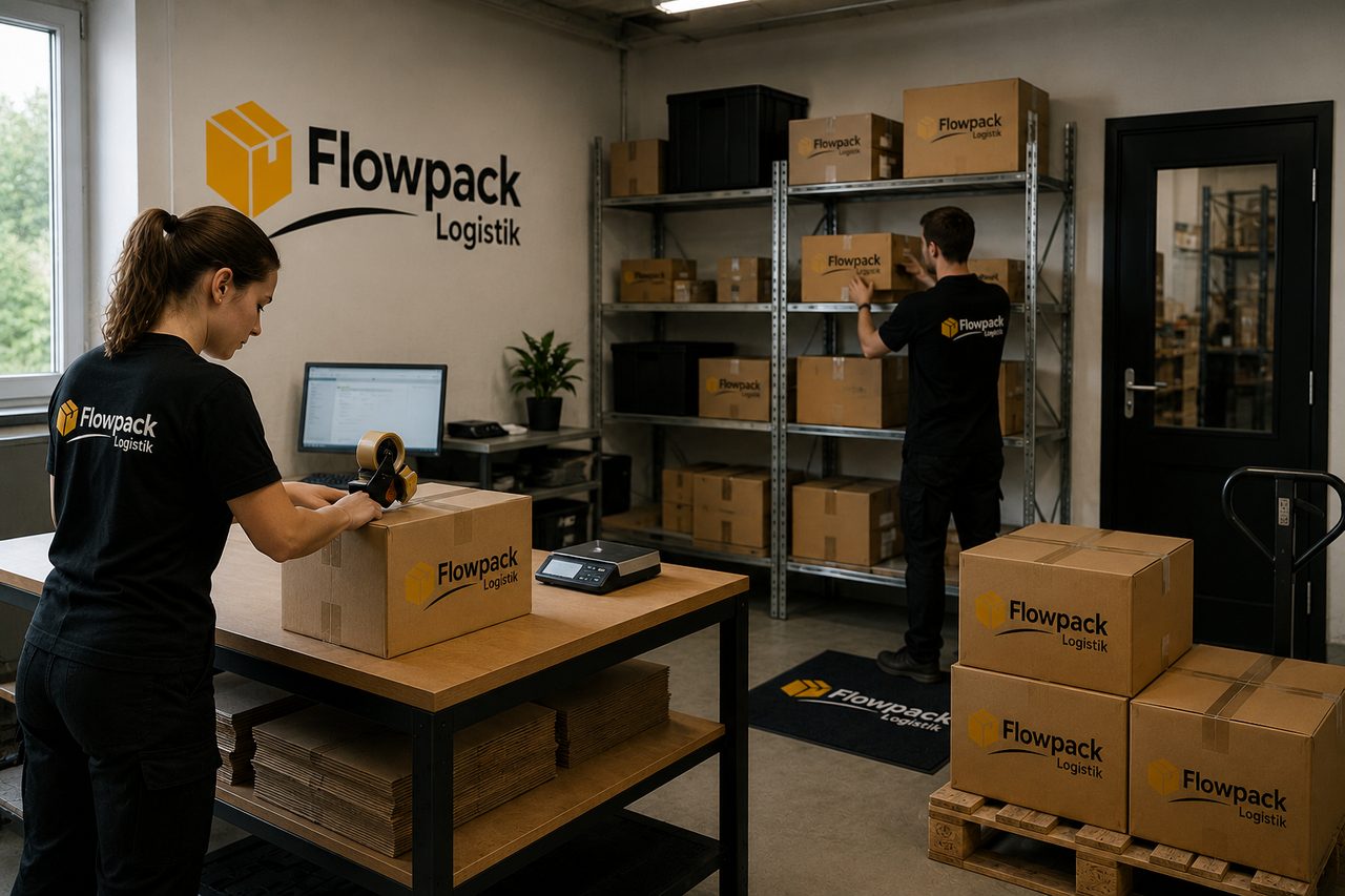 Flowpack Logistiks personal packar ordrar i lagret